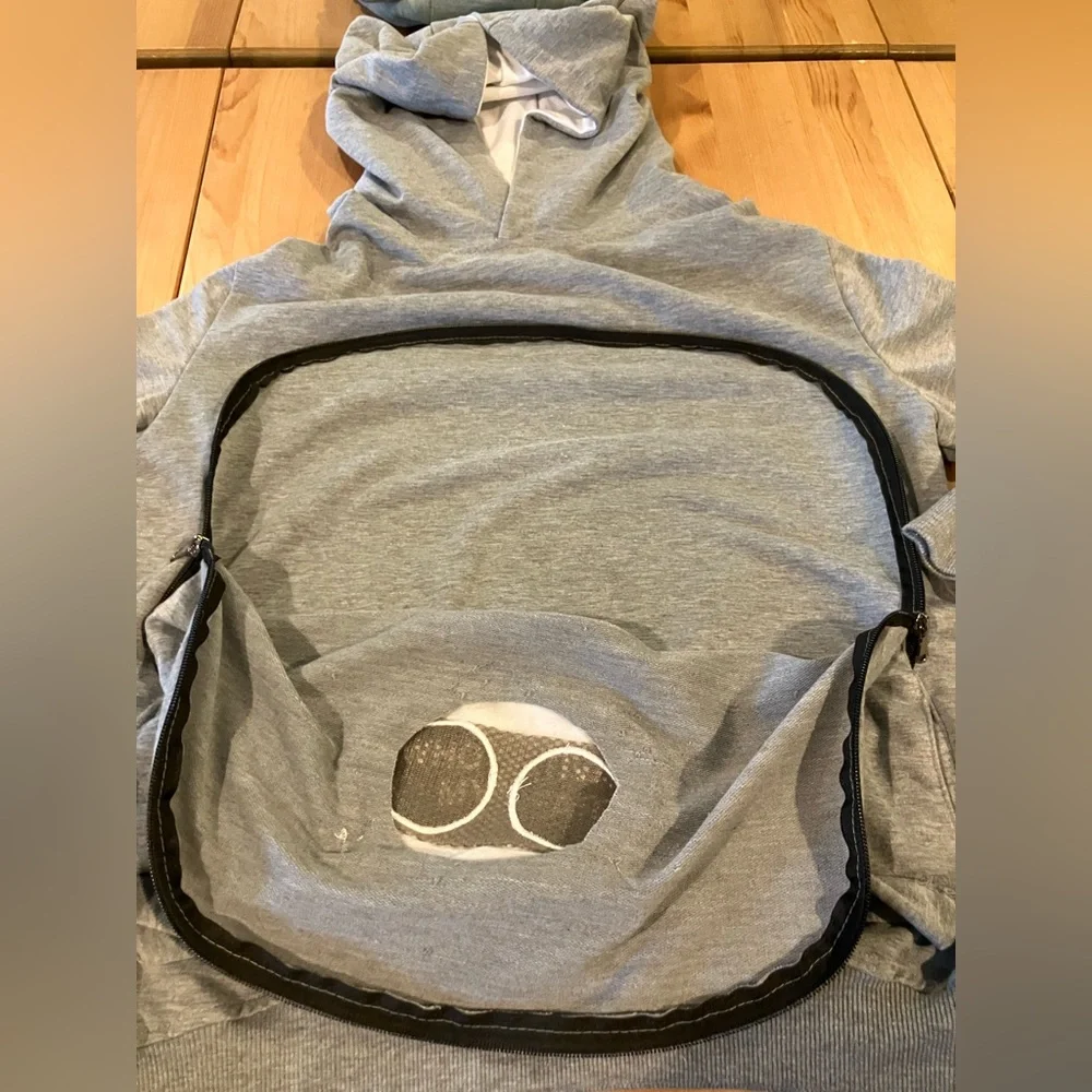 EUC BOMBAXCEIBA Pet Pouch Hoodie Carrier Hoodie Kangaroo Pocket w/ears Sz Large